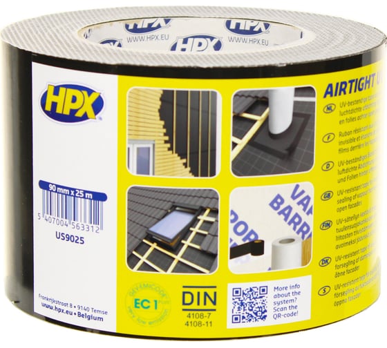 Кровельная лента для примыканий и стыков HPX ISOSEAL BLACK UV черная 90 мм, 25 м 5407004563312