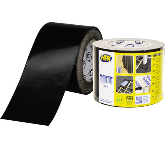 Кровельная лента для примыканий и стыков HPX ISOSEAL BLACK UV черная 90 мм, 25 м 5407004563312