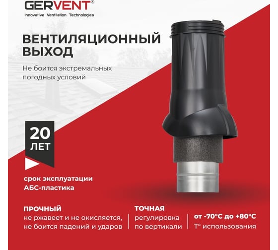 Вентиляционный выход Gervent диаметр 125/160 мм, черный ВВ/черн