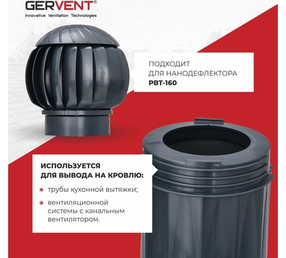 Вентиляционный выход Gervent диаметр 125/160 мм, серый графит ВВ/граф