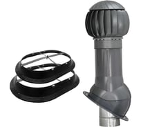 Комплект вентиляции для фальцевой и готовой кровли из битумной черепицы + кольцо гидрозатвора Gervent графит КБИТ+КГ/граф