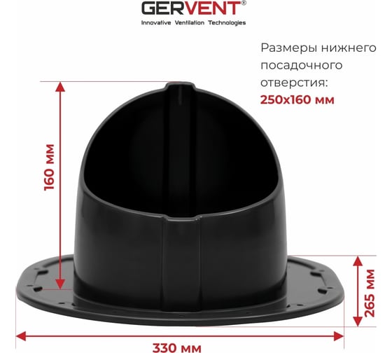 Проходной элемент Gervent для фальцевой и готовой кровли из битумной черепицы, черный ПЭБ/черн