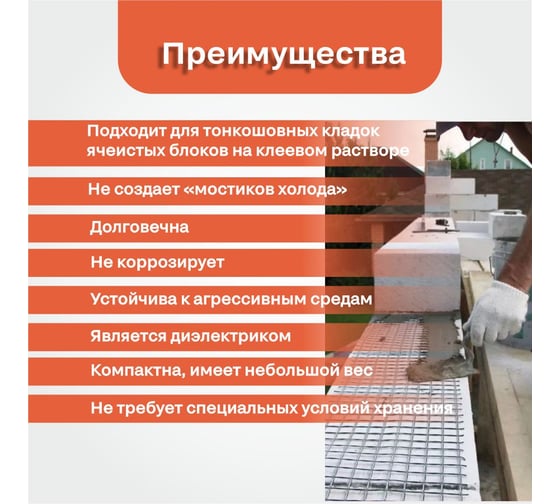 Сетка кладочная базальтовая OBERN Block 25x25 мм, 50кН/м, 0,25x50 м, 12,5 м2 22221