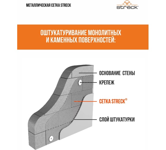 Сетка штукатурная STRECK 10-Zn 10 кв.м SB00004