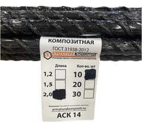 Арматура стеклопластиковая Арматура АСП-14 (прут; пачка 10 штук по 2 м) Композит 4660228921110
