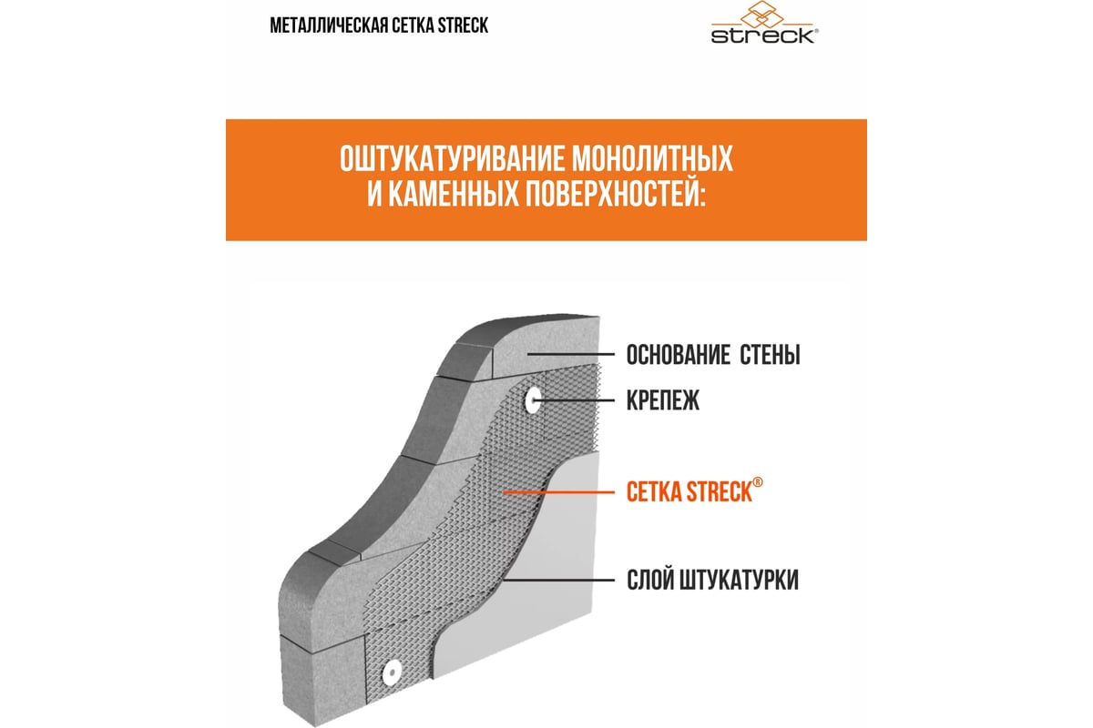 Штукатурная сетка STRECK 30-ZnH, 15 кв. м SB00009