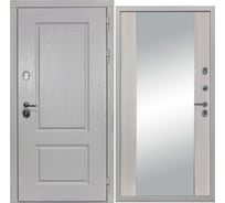Входная дверь DIVA STR МХ-9 зеркало, 2050x860 мм, правая, Альберо браш грей - Д15 Сандал белый УТ-00080557
