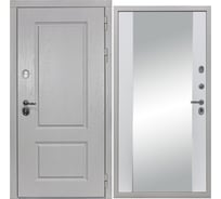 Входная дверь DIVA STR МХ-9 зеркало, 2050x860 мм, правая, Альберо браш грей - Д15 Белый софт УТ-00080531