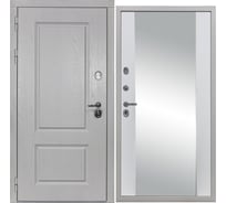 Входная дверь DIVA STR МХ-9 зеркало, 2050x960 мм, левая, Альберо браш грей - Д15 Белый софт УТ-00080532