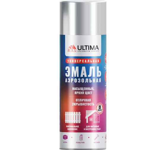 Аэрозольная краска ULTIMA хром металлик, универсальная, 520 мл ULT020