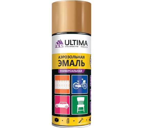 Аэрозольная краска ULTIMA RAL 1018 ЛАТУНЬ МЕТ универсальная 520 мл ULT044