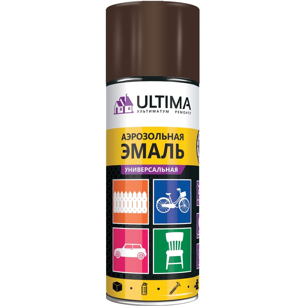Аэрозольная краска ULTIMA RAL 8017 ШОКОЛАДНО-КОРИЧНЕВЫЙ универсальная ...