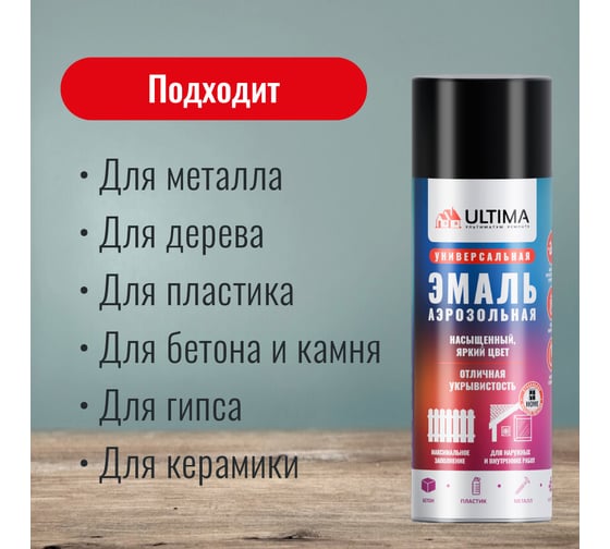 Аэрозольная краска ULTIMA RAL 9005 ЧЕРНЫЙ МАТОВЫЙ универсальная 520 мл ULT008