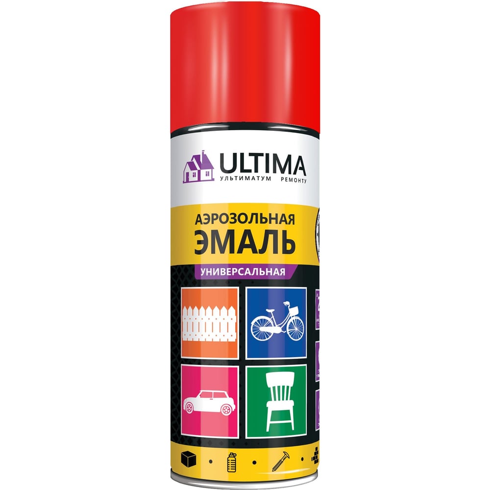 Аэрозольная краска ULTIMA RAL 3020 КРАСНЫЙ универсальная 520 мл ULT011 ...