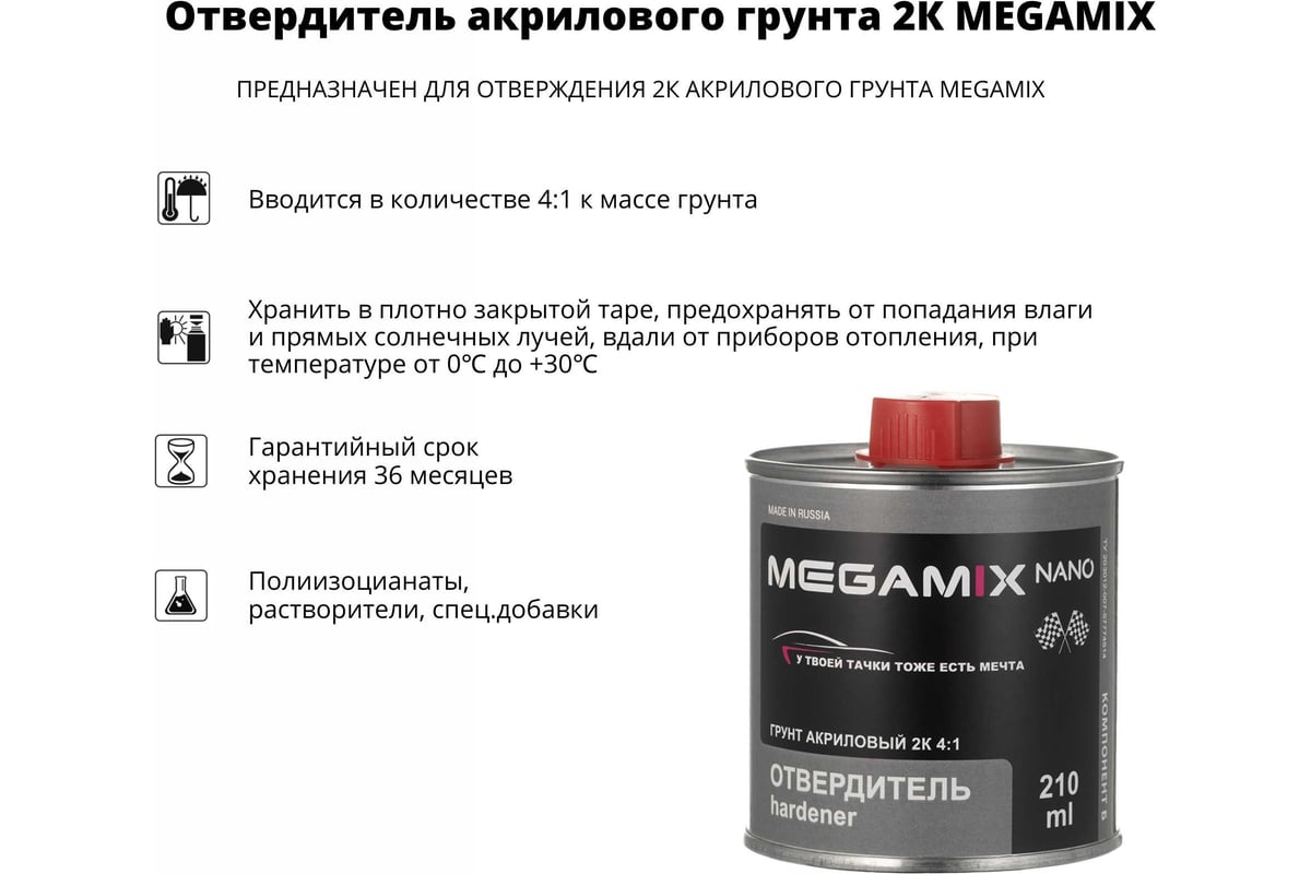 Отвердитель акрилового грунта Megamix 200 гр 2000000028750