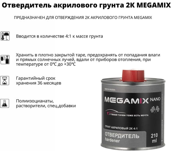 Отвердитель акрилового грунта Megamix 200 гр 2000000028750
