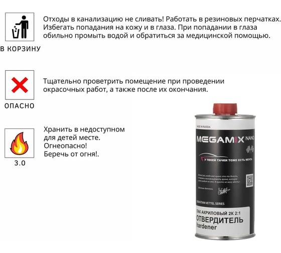 Отвердитель 2K акрилового лака Megamix 500 мл компонент Б 2000000015538