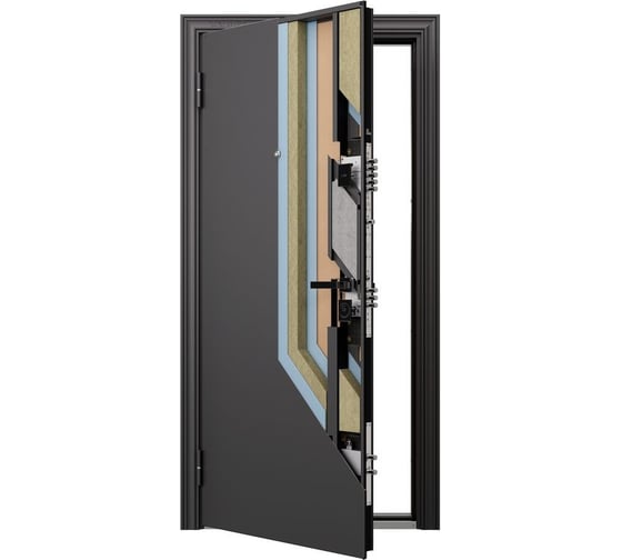 Металлическая входная дверь для квартиры Torex Ultimatum-M 880x2050 мм, левая, зеркало, черный/белый 2000006267504