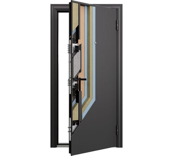 Металлическая входная дверь для квартиры Torex Ultimatum-M 880x2100 мм, правая, зеркало, черный/белый 2000006068446