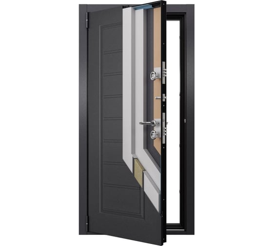 Металлическая входная дверь для загородного дома Torex Snegir Pro 880x2050 мм, левая, темно-серый/белый 2000005893742