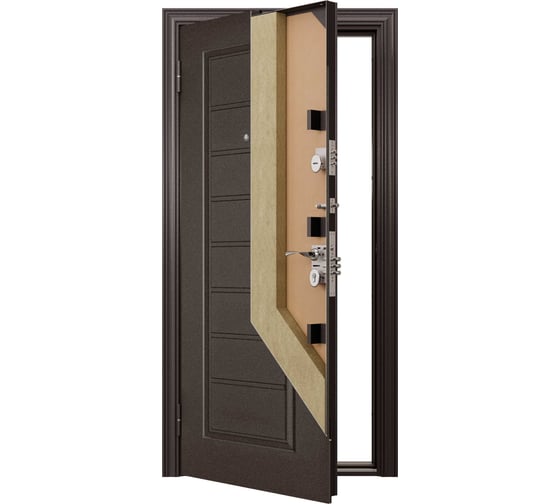 Металлическая входная дверь для квартиры Torex Flat-M 950x2050, левая, коричневый/белый 2000006125767