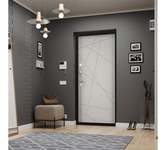 Металлическая входная дверь для квартиры Torex Flat-M 950x2050, левая, темно-серый/белый 2000006215307