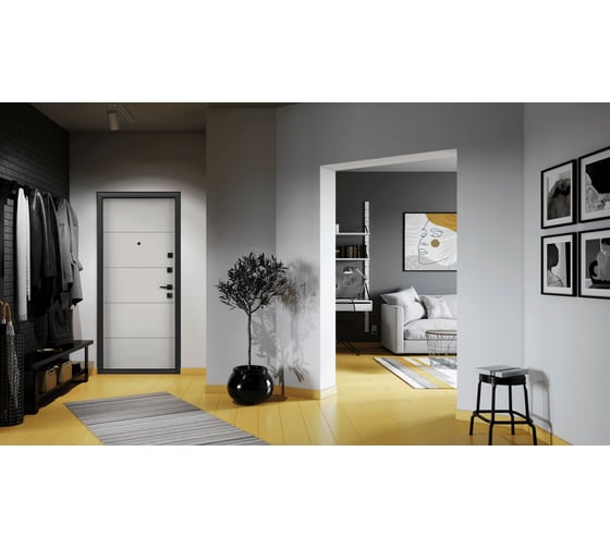 Металлическая входная дверь для квартиры Torex Flat-M 950x2050, правая, черный/белый 2000005748295