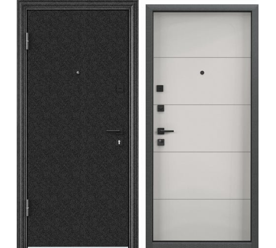 Металлическая входная дверь для квартиры Torex Flat-M 950x2050, левая, черный/белый 2000005748288