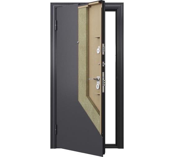 Металлическая входная дверь для квартиры Torex Flat-M 950x2050, левая, темно-серый/серый 2000005748240