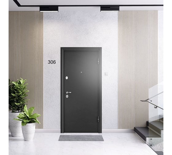 Металлическая входная дверь для квартиры Torex Flat-M 860x2050, правая, темно-серый/белый 2000006215291