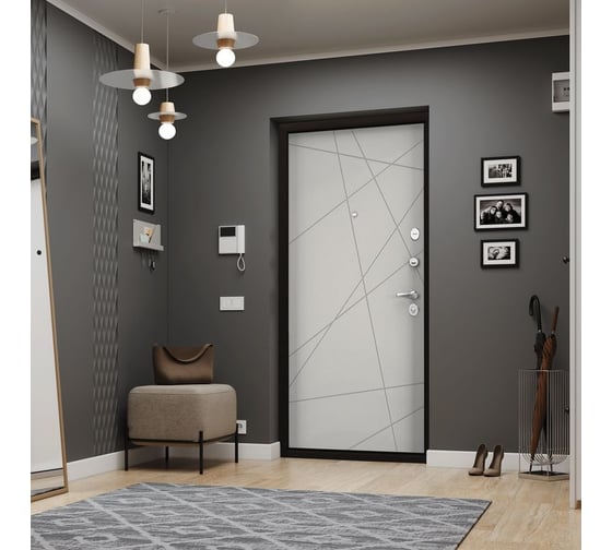 Металлическая входная дверь для квартиры Torex Flat-M 860x2050, правая, темно-серый/белый 2000006215291