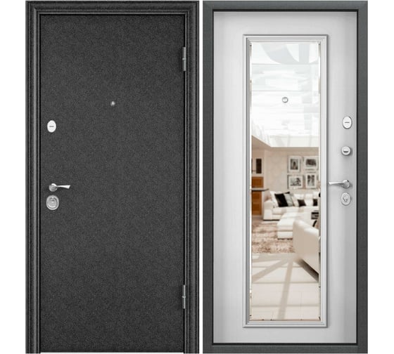 Входная дверь для квартиры Torex Flat-L металлическая, 950x2050 мм, правая, черный/бежевый 2000006349811