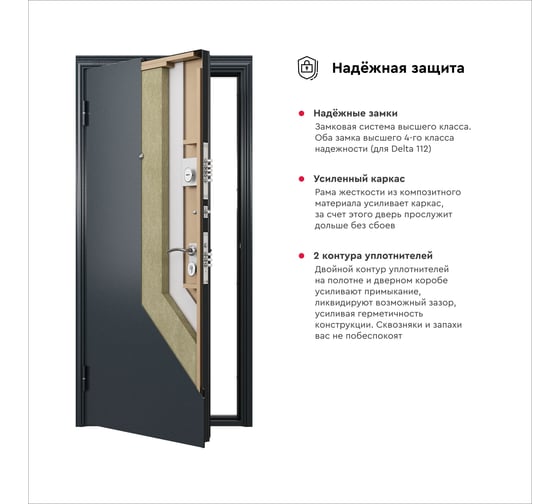 Входная дверь для квартиры Torex Flat-L металлическая, 860x2050 мм, левая, черный/белый 2000006149039
