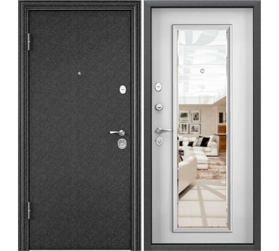 Входная дверь для квартиры Torex Flat-L металлическая, 860x2050 мм, левая, черный/бежевый 2000006349804
