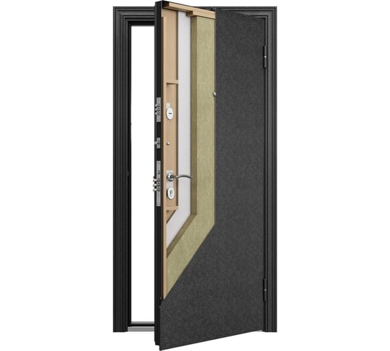 Входная дверь для квартиры Torex Flat-L металлическая, 860x2050 мм, правая, черный/бежевый 2000006349798