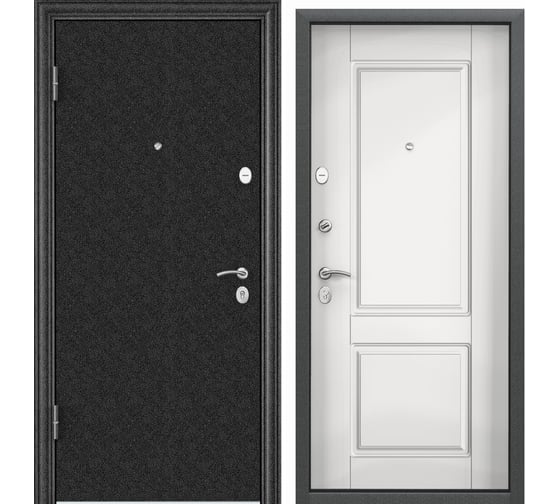 Входная дверь для квартиры Torex Flat-L металлическая, 950x2070, левая, черный/белый 2000006164681