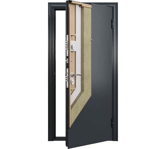 Входная дверь для квартиры Torex Flat-L металлическая, 860x2050 мм, правая, черный/белый 2000006137036