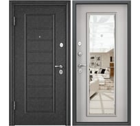 Входная дверь для квартиры Torex Flat-M металлическая, 860x2050 мм, левая, зеркало, черный/белый 2000006215185