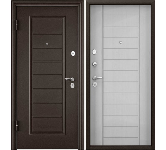 Входная дверь для квартиры Torex Flat-M металлическая, 860x2050 мм, левая, коричневый/белый 2000006125743