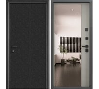 Входная металлическая дверь для квартиры Torex Super Omega PRO 950x2100, правая, зеркало, черный/бежевый 2000006328977
