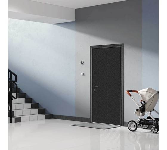 Входная металлическая дверь для квартиры Torex Super Omega PRO 950x2100, правая, зеркало, черный/бежевый 2000006328977