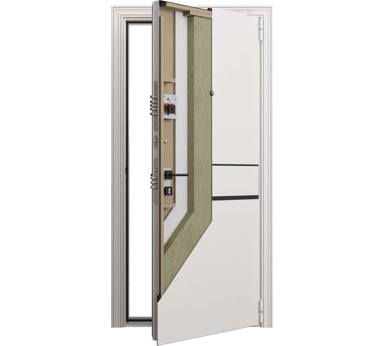 Входная металлическая дверь для квартиры Torex Super Omega PRO 950x2100, правая, зеркало, черный/бежевый 2000006328977