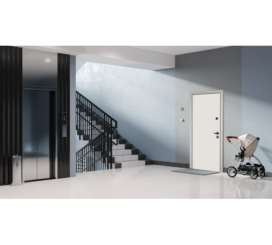 Входная металлическая дверь Torex Super Omega PRO для квартиры 950x2050, левая, зеркало, белый 2000005867583