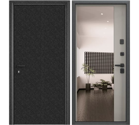 Входная металлическая дверь Torex Super Omega PRO для квартиры 950x2050, правая, зеркало, черный/бежевый 2000005837067