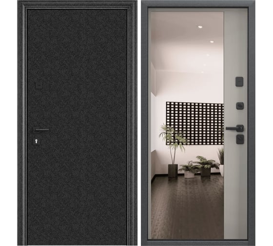 Входная металлическая дверь Torex Super Omega PRO для квартиры 950x2070, правая, зеркало, черный/бежевый 2000005837074 1