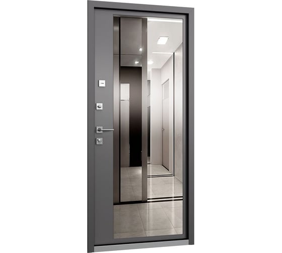 Входная металлическая дверь Torex Super Omega PRO для квартиры 880x2050, левая, зеркало, серый 2000005977411