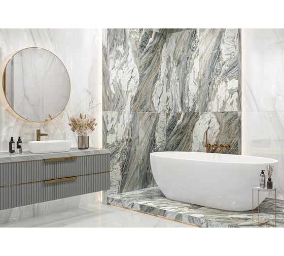 Керамогранит LCM Snow onyx полированный, 600x1200x8 мм, 2 шт. в упаковке 60120SWX00P