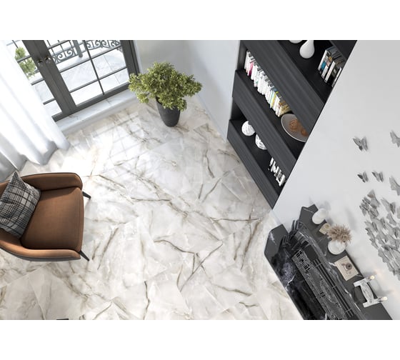 Керамогранит LCM Onyx royal gray полированный, 600x600x8 мм, 4 шт. в упаковке 6060ORO15P