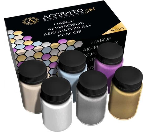 Набор металликов и перламутров AccentO ART №105, 6 шт. х 75г 36506