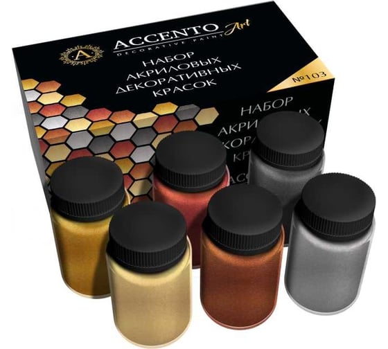 Набор металликов и перламутров AccentO ART №103, 6 шт. х 75г 36504